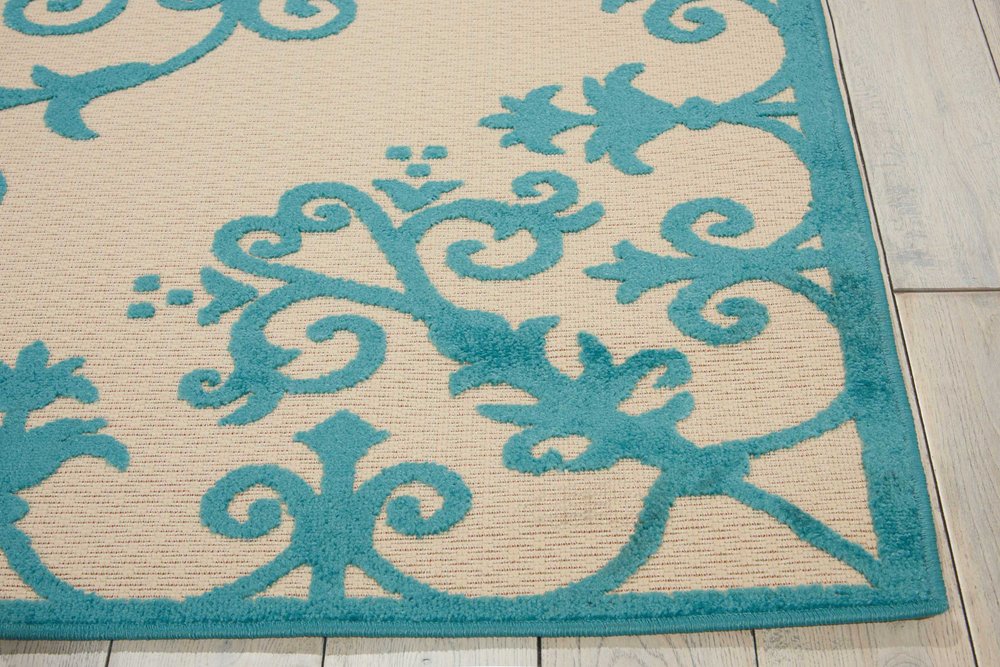 8' X 11' Orange And Ivory Damask Indoor Outdoor Area Rug