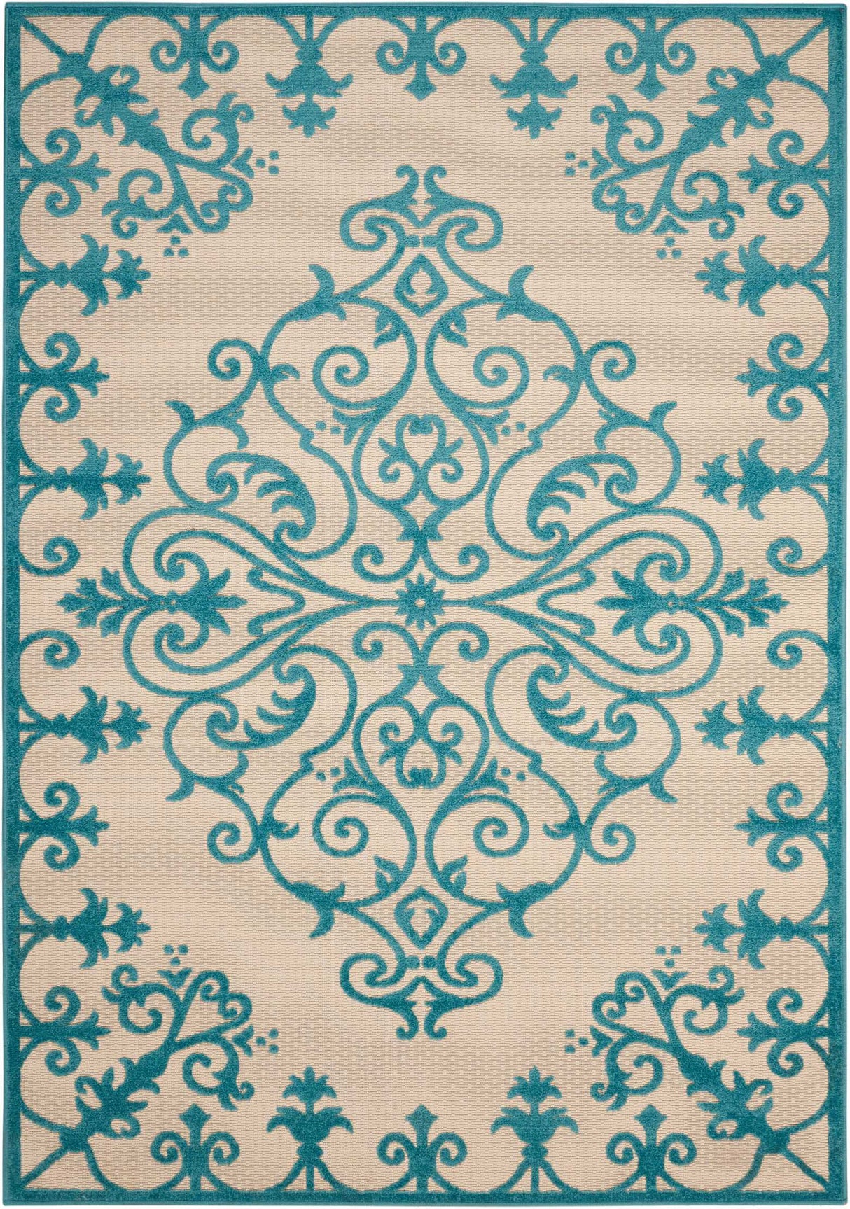 3' X 4' Green Damask Indoor Outdoor Area Rug