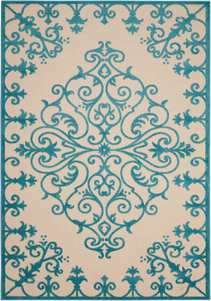 3' X 4' Green Damask Indoor Outdoor Area Rug