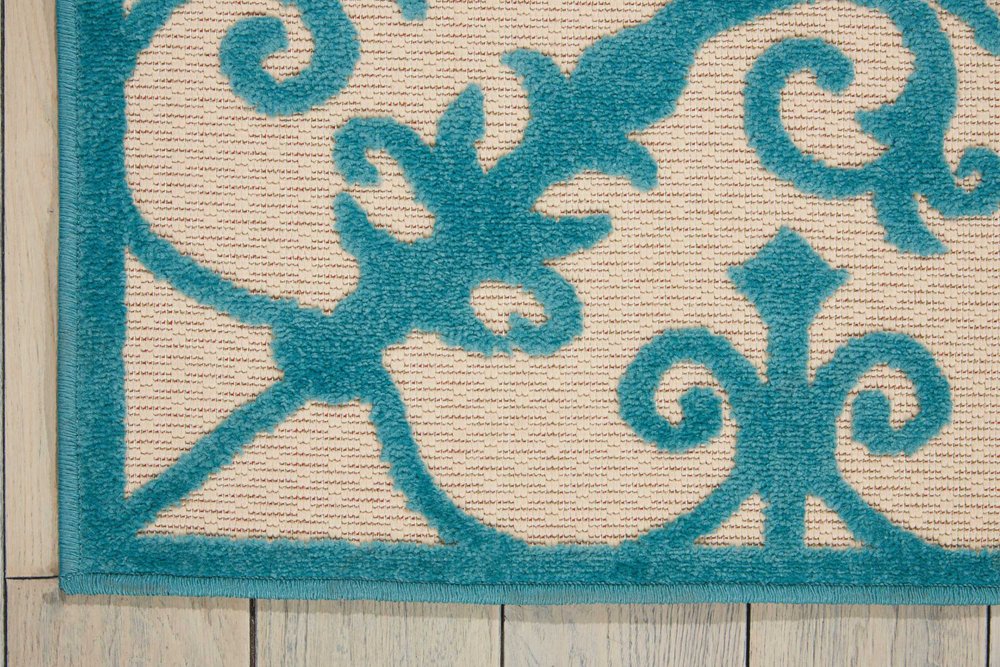 8' X 11' Orange And Ivory Damask Indoor Outdoor Area Rug