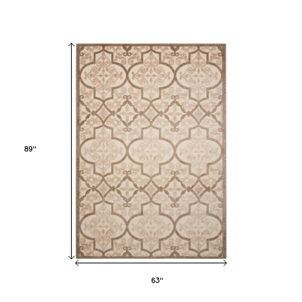 5' X 8' Cream Moroccan Indoor Outdoor Area Rug