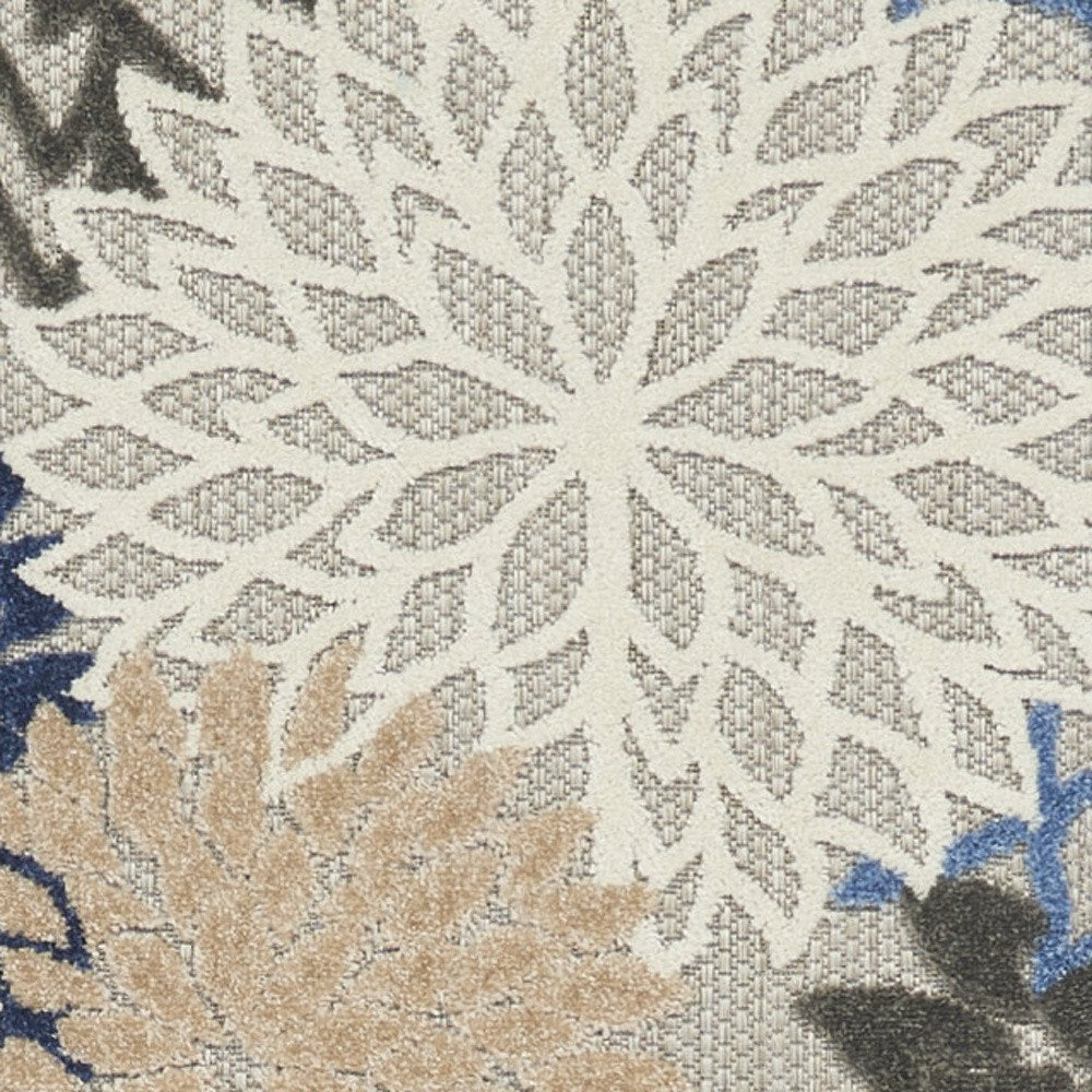 6' Blue And Gray Indoor Outdoor Area Rug