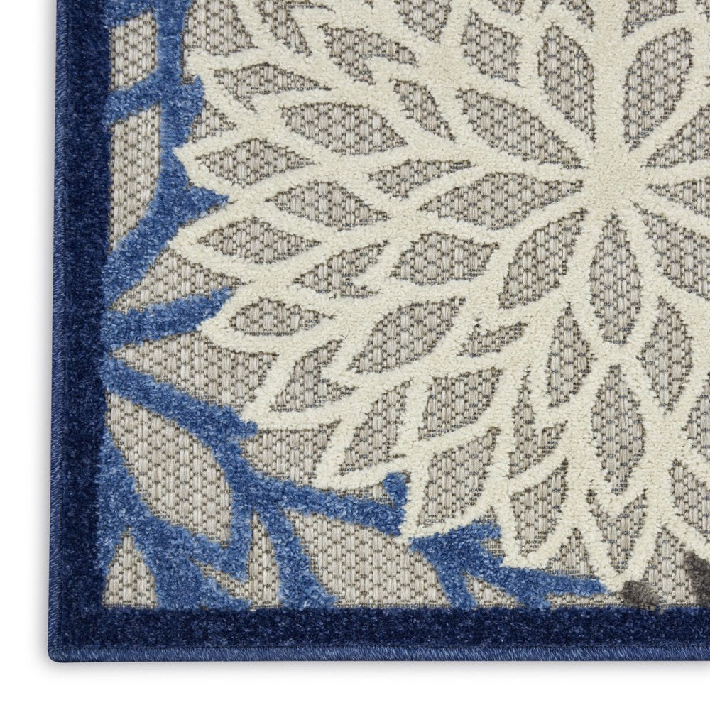 8' Blue And Gray Indoor Outdoor Area Rug