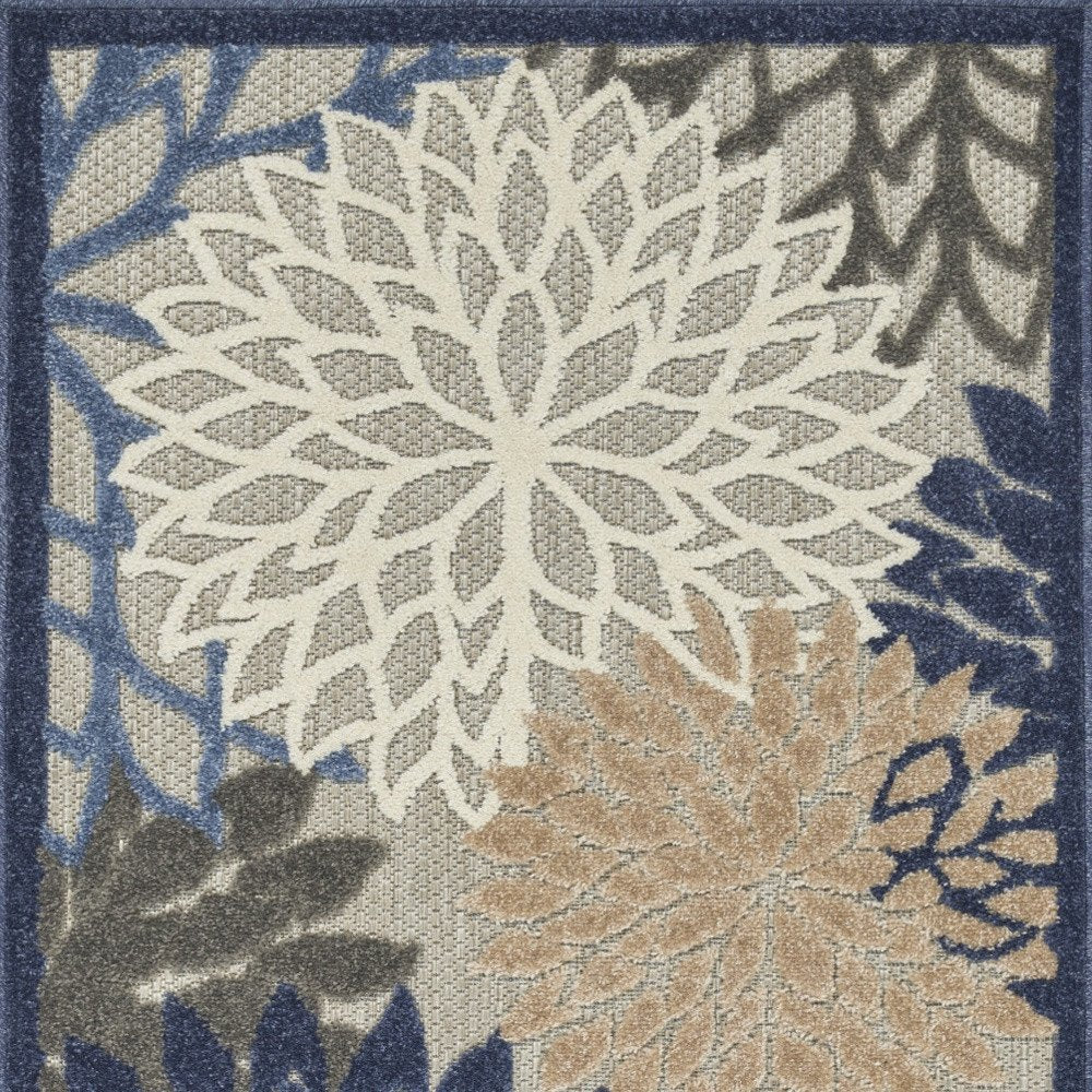 3' X 4' Blue And Gray Indoor Outdoor Area Rug