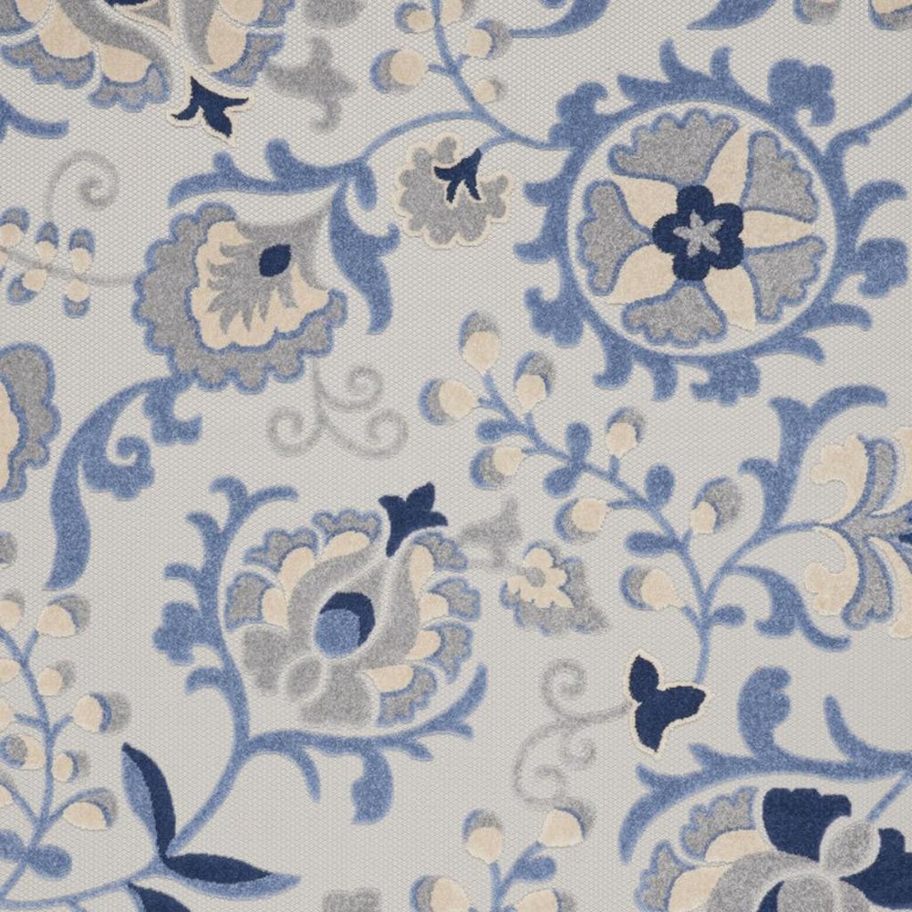 7' X 10' Blue And Gray Indoor Outdoor Area Rug