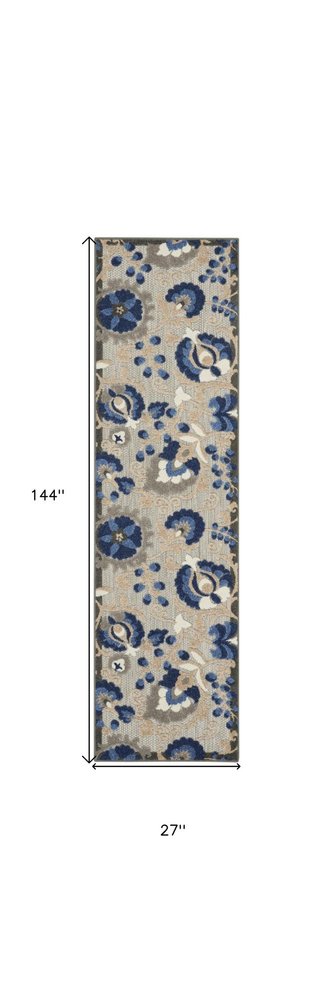 6' X 9' Blue And Gray Indoor Outdoor Area Rug