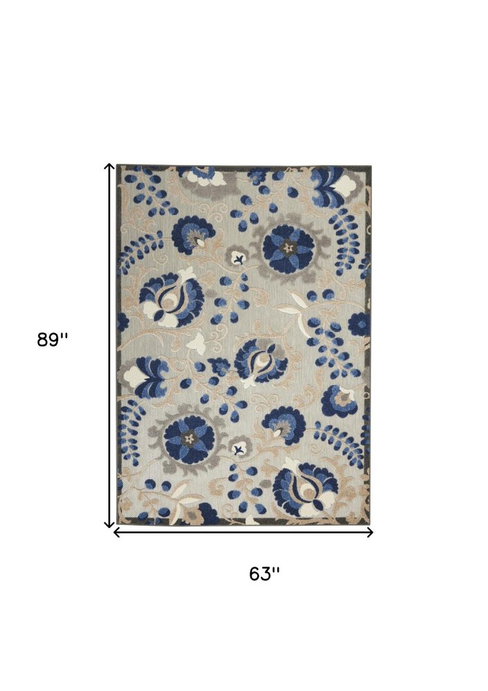 6' X 9' Blue And Gray Indoor Outdoor Area Rug