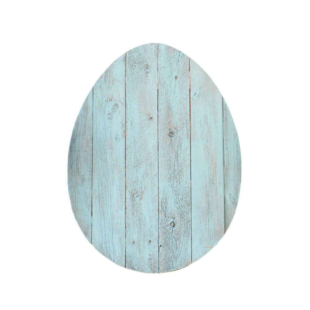 18" X 14" Turquoise Reclaimed Wood Egg Shaped Wall Decor