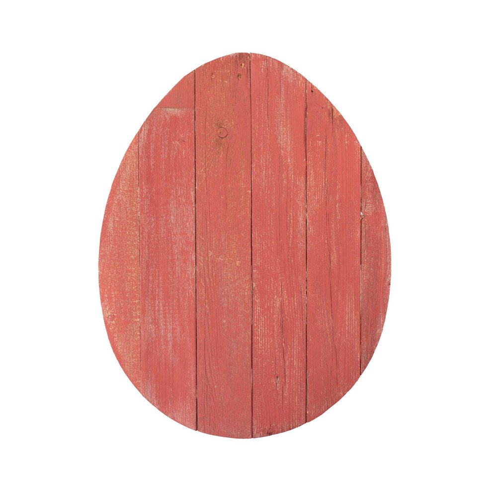 18" X 14" Red Reclaimed Wood Egg Shaped Wall Decor