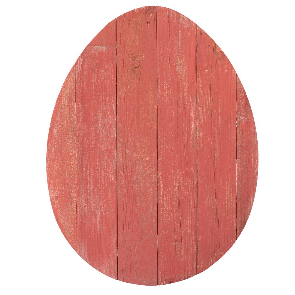 24" X 18" Red Reclaimed Wood Egg Shaped Wall Decor