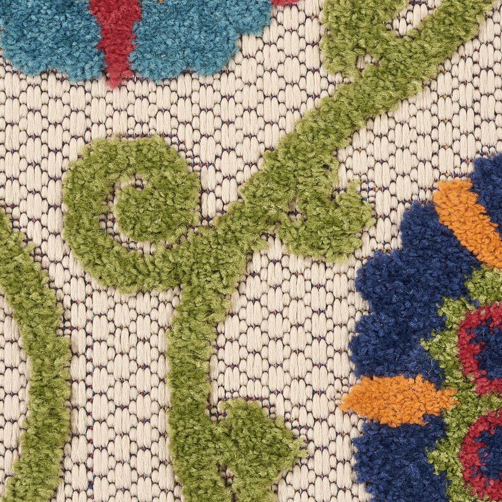 8' X 11' Ivory And Blue Indoor Outdoor Area Rug