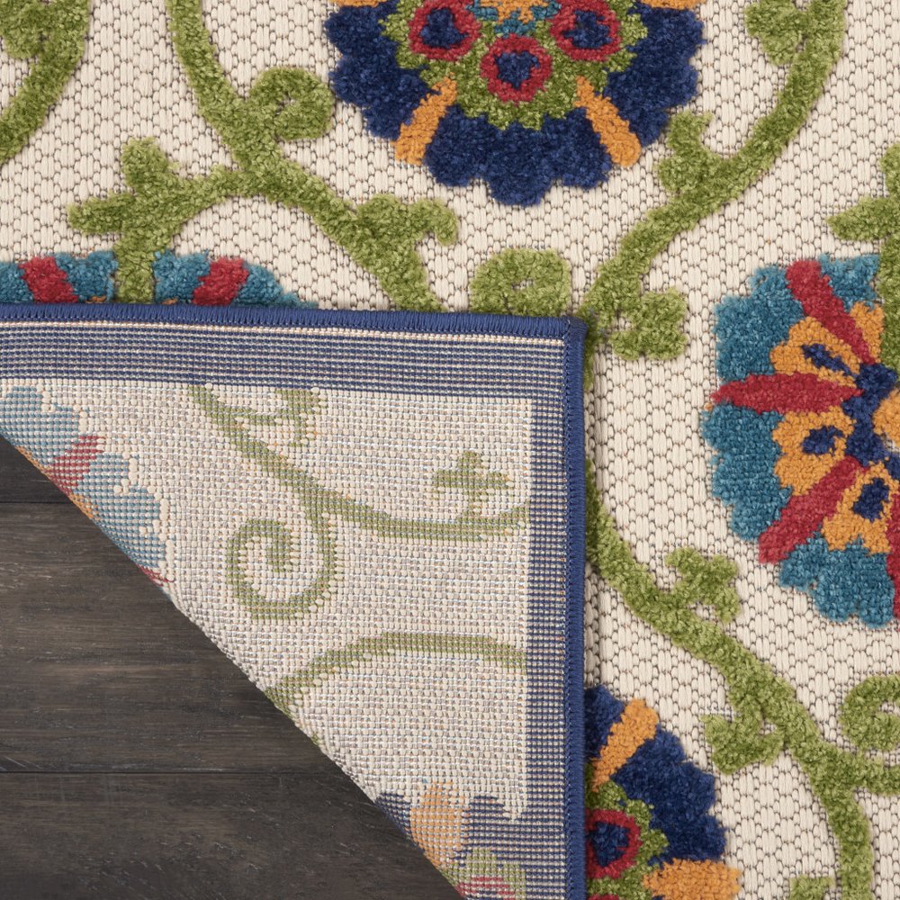 4' X 6' Ivory And Blue Indoor Outdoor Area Rug