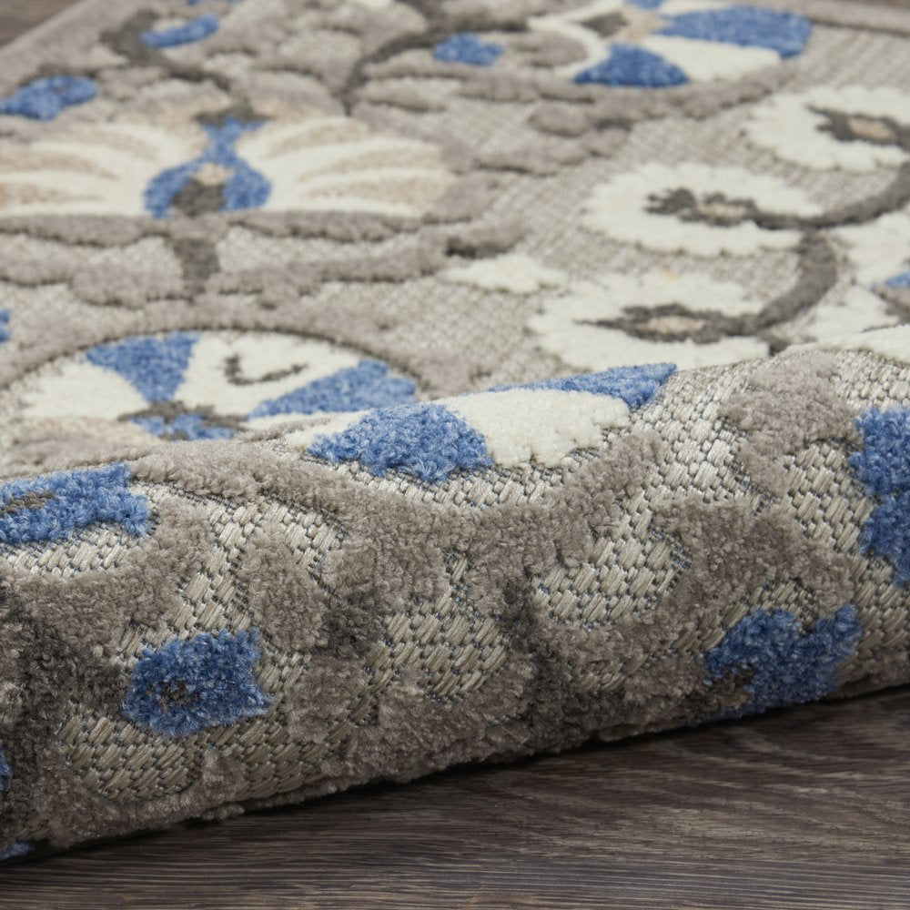 3' X 4' Blue And Gray Indoor Outdoor Area Rug