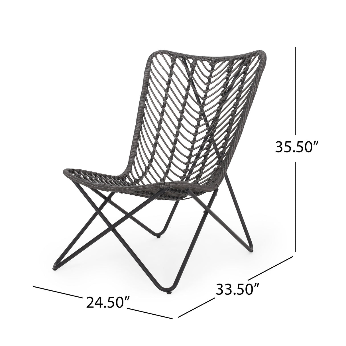 Outdoor Wicker Chair With Geometric Cross Base, (Set of 2) - Gray by Couch.com