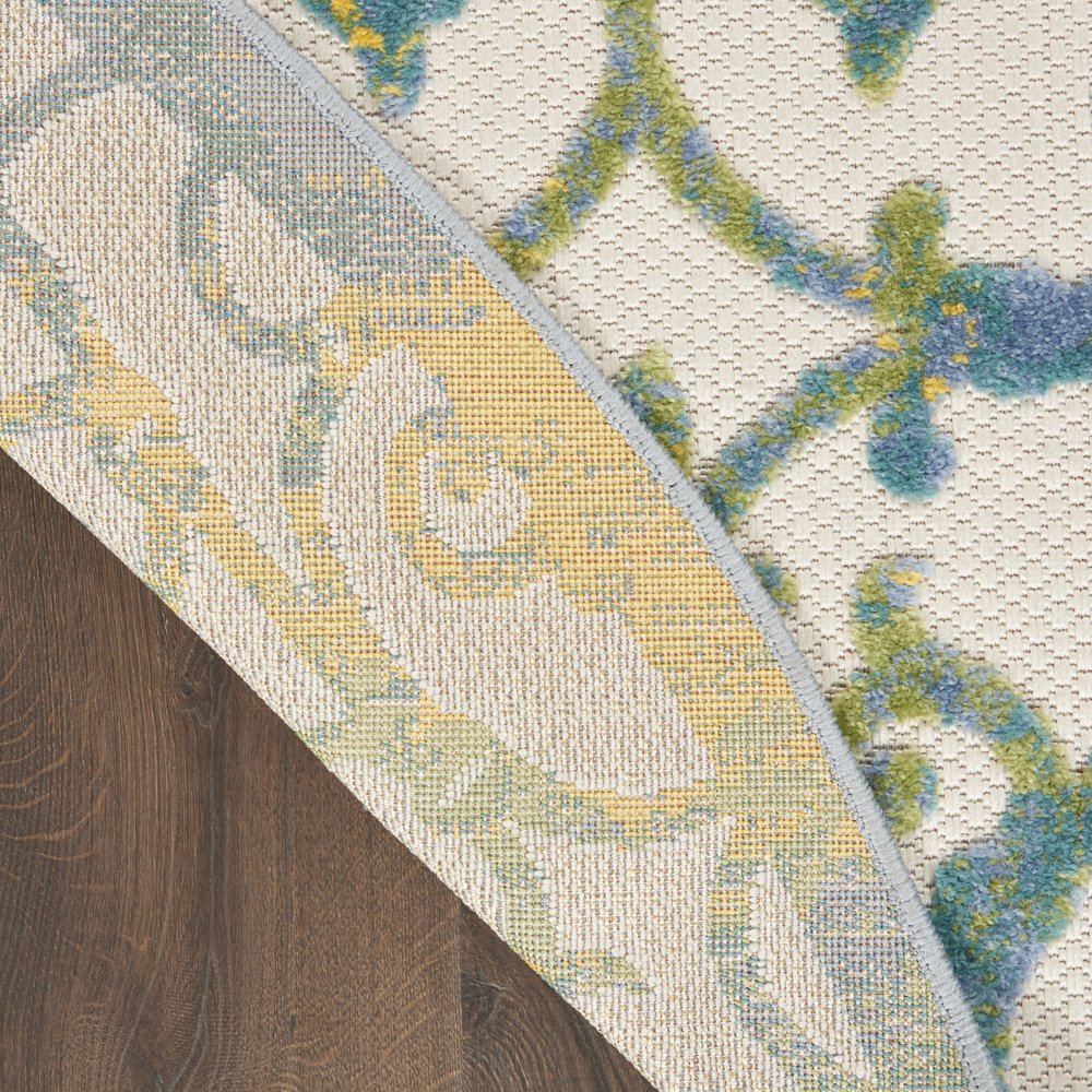 8' X 11' Ivory And Blue Indoor Outdoor Area Rug