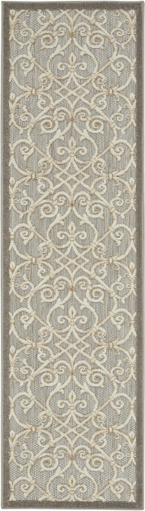 6' Gray And Ivory Indoor Outdoor Area Rug