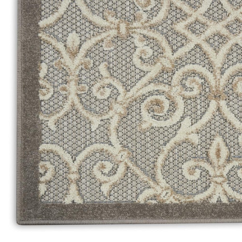 5' X 8' Gray And Ivory Indoor Outdoor Area Rug