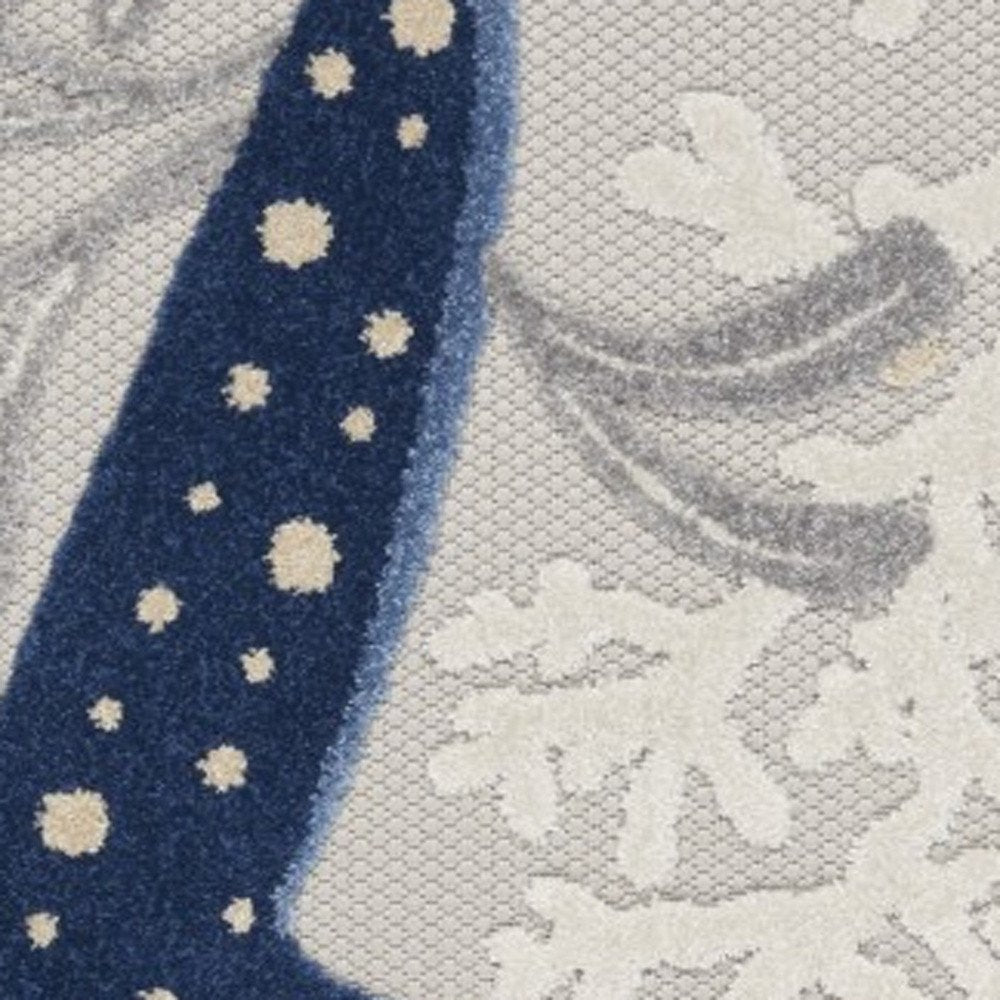 4' Blue And Gray Round Indoor Outdoor Area Rug