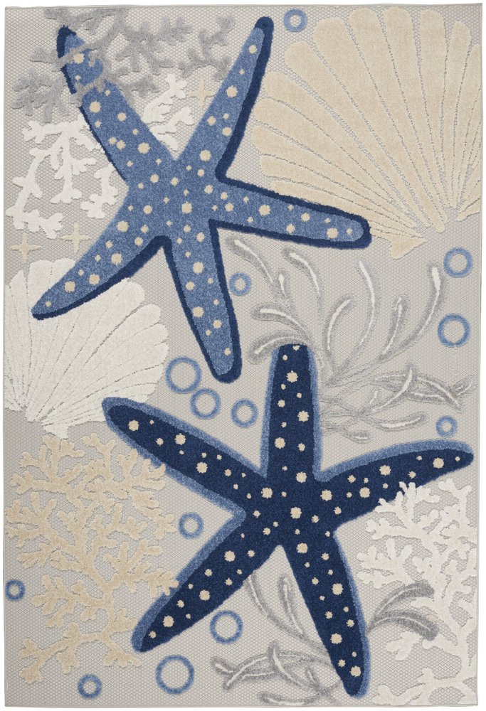 4' Blue And Gray Round Indoor Outdoor Area Rug