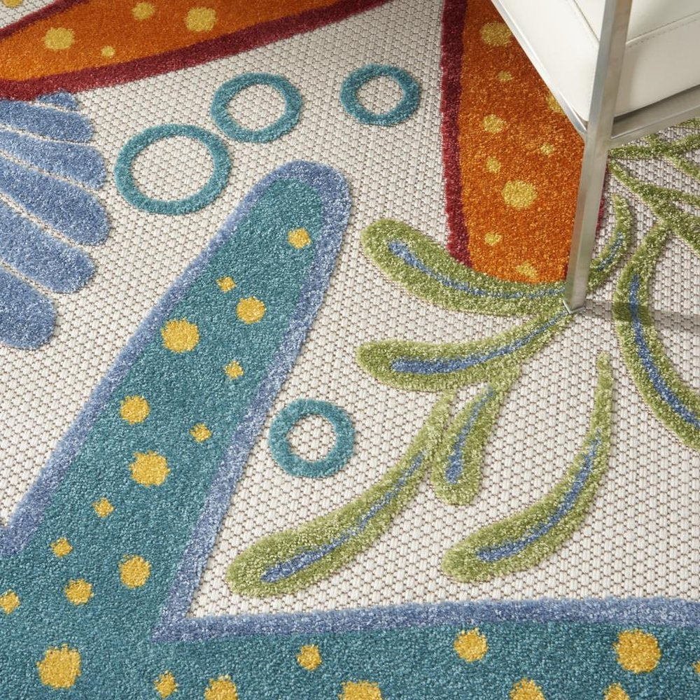 4' Yellow And Ivory Round Indoor Outdoor Area Rug
