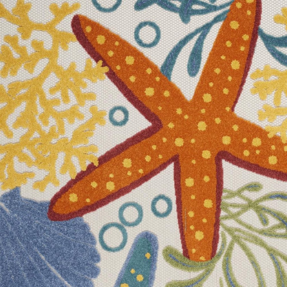 7' X 10' Yellow And Ivory Indoor Outdoor Area Rug