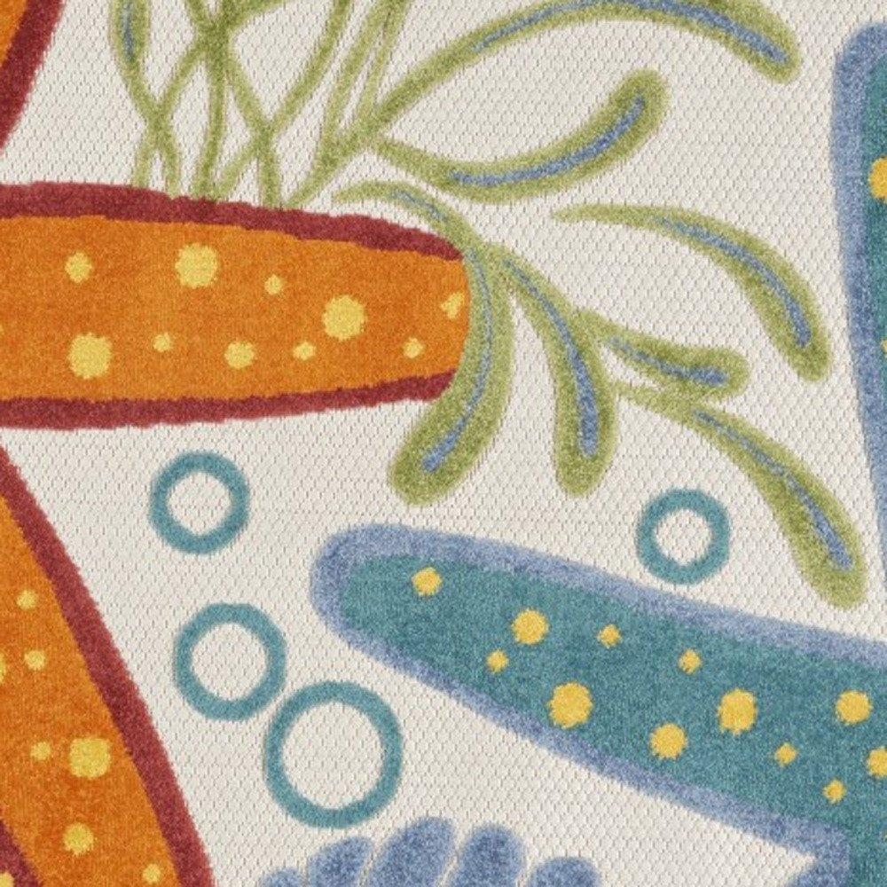 4' Yellow And Ivory Round Indoor Outdoor Area Rug