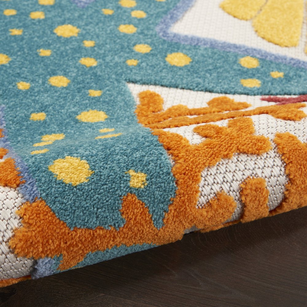 5' Yellow And Ivory Round Indoor Outdoor Area Rug