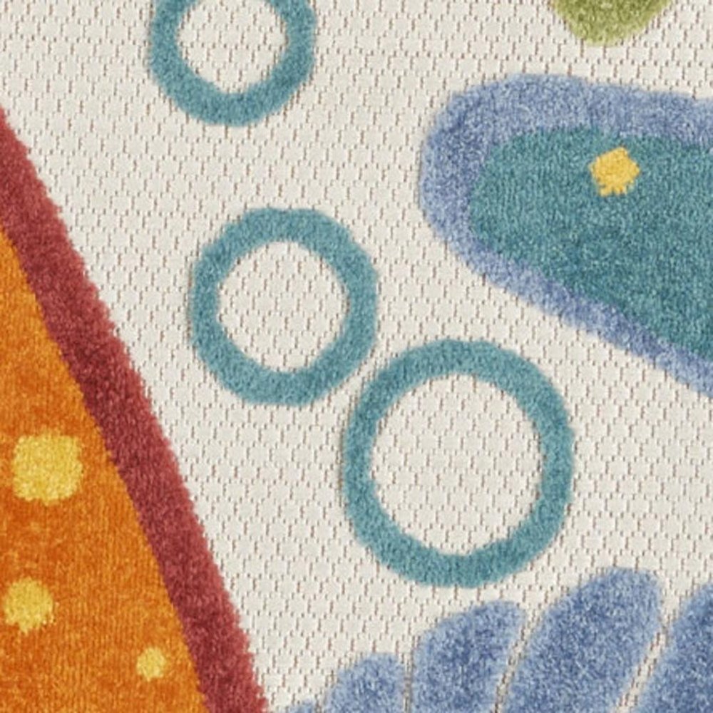 4' Yellow And Ivory Round Indoor Outdoor Area Rug