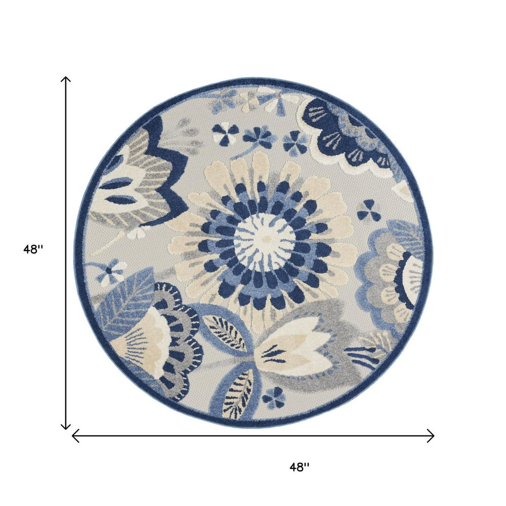 6' X 9' Blue And Gray Indoor Outdoor Area Rug