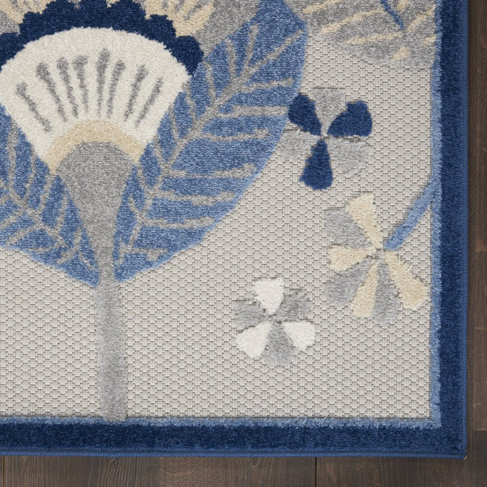 6' X 9' Blue And Gray Indoor Outdoor Area Rug