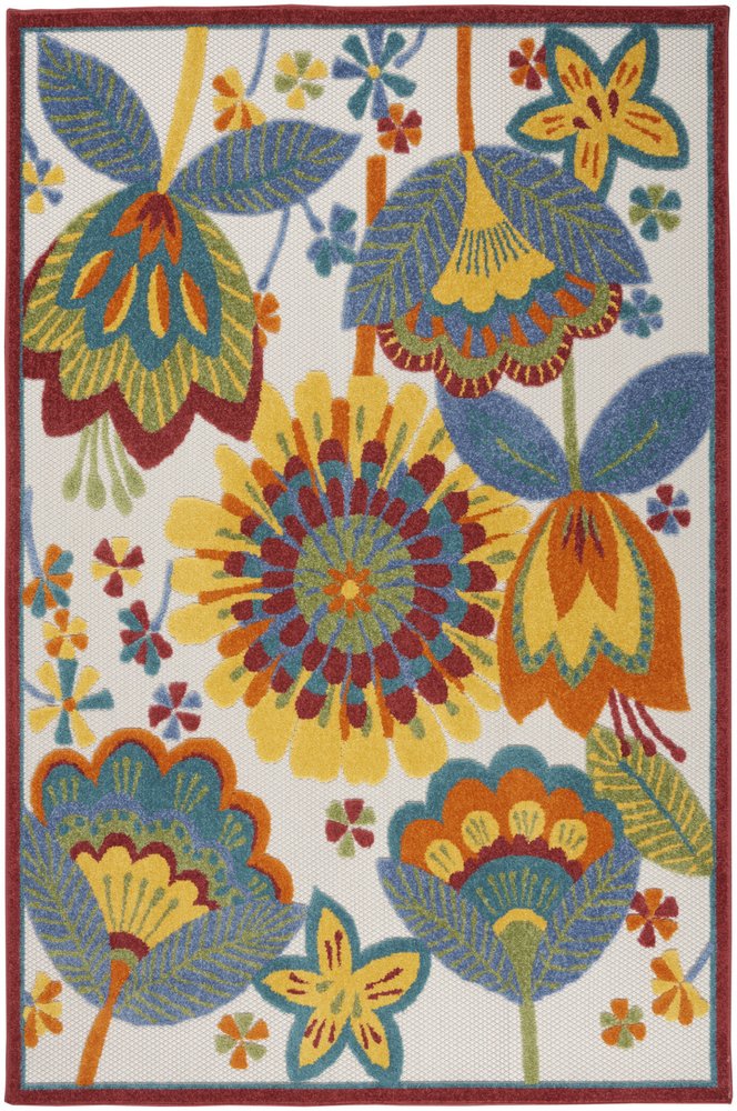 8' X 11' Yellow And Ivory Indoor Outdoor Area Rug