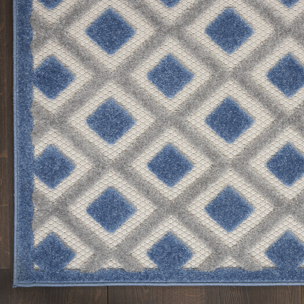 4' X 6' Blue And Gray Indoor Outdoor Area Rug