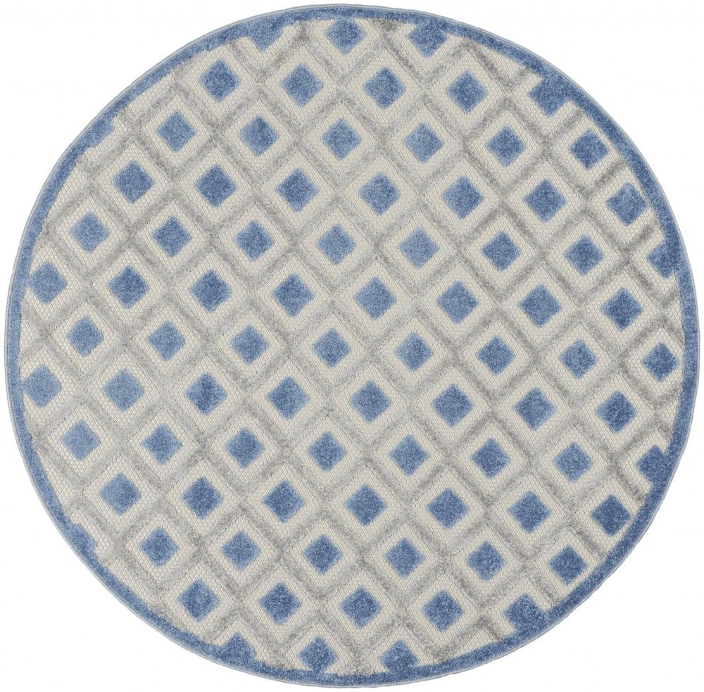 4' X 6' Blue And Gray Indoor Outdoor Area Rug