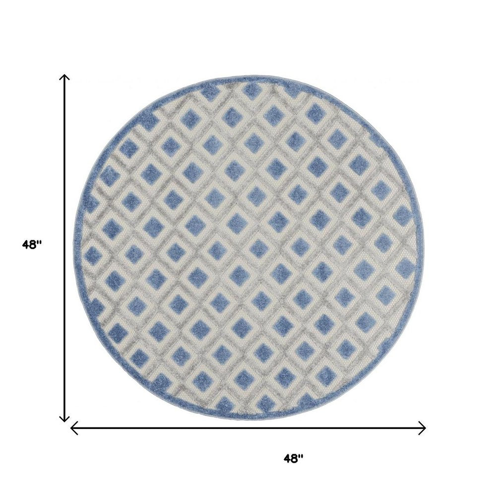 4' X 6' Blue And Gray Indoor Outdoor Area Rug