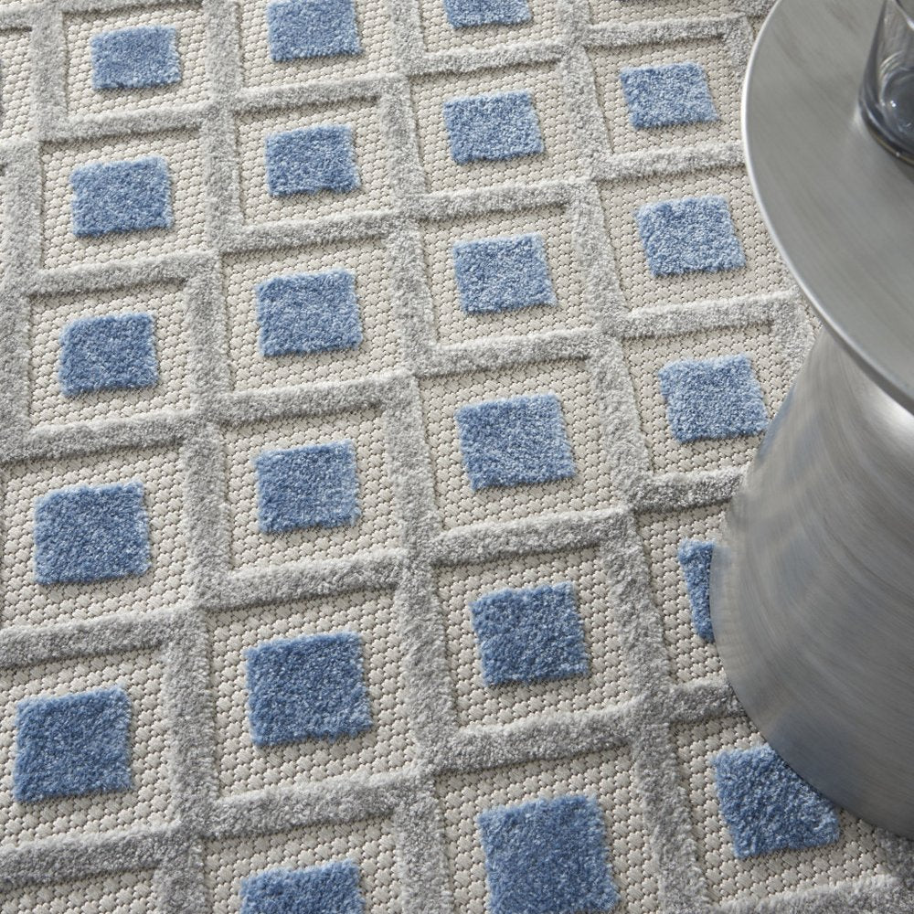 4' X 6' Blue And Gray Indoor Outdoor Area Rug