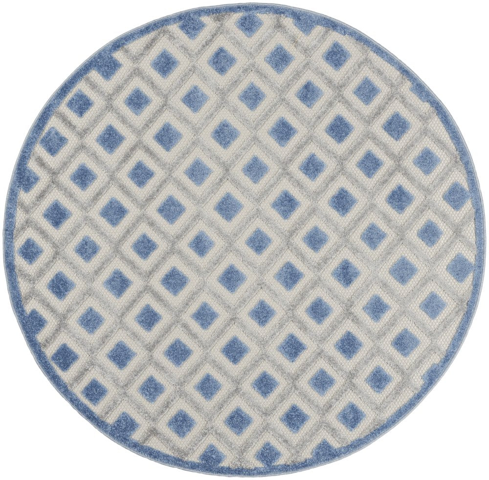 4' X 6' Blue And Gray Indoor Outdoor Area Rug