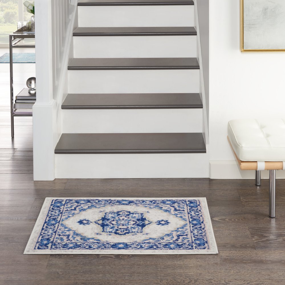 4' X 6' Blue And Gray Indoor Outdoor Area Rug