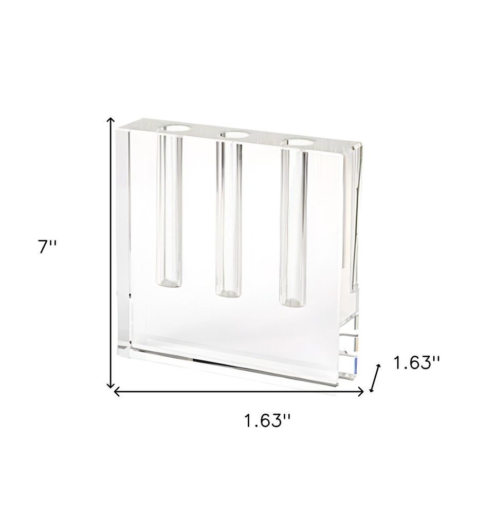 7" Clear Crystal Clear Square Table Vase