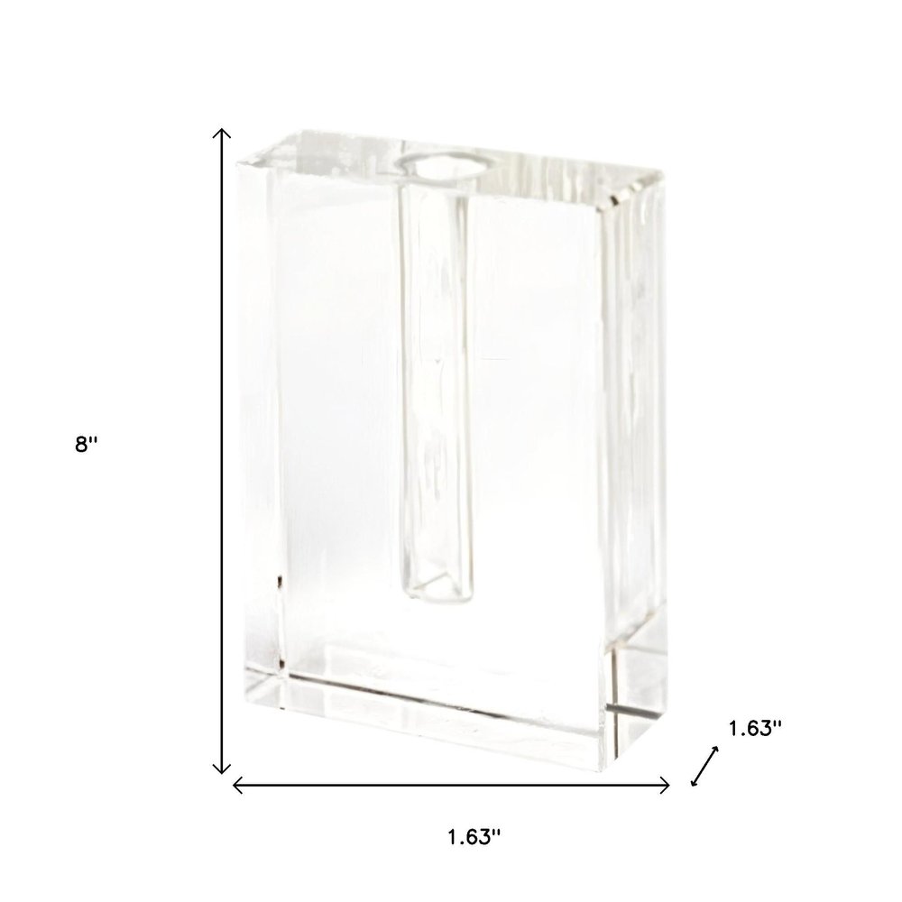 8" Clear Crystal Clear Square Table Vase