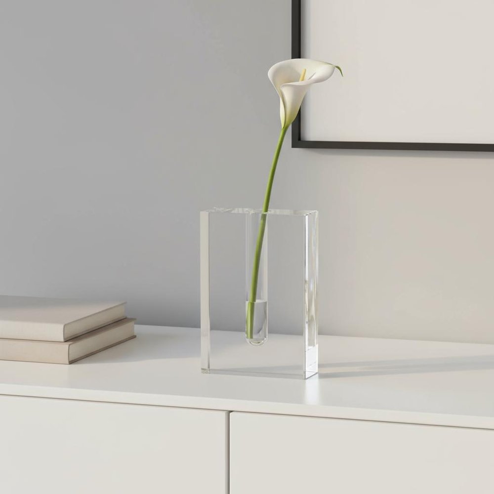 8" Clear Crystal Clear Square Table Vase