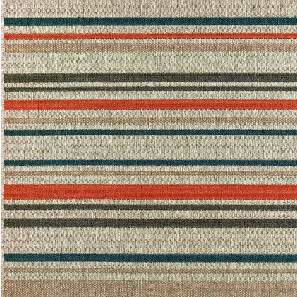 8' Blue And Gray Striped Indoor Outdoor Area Rug