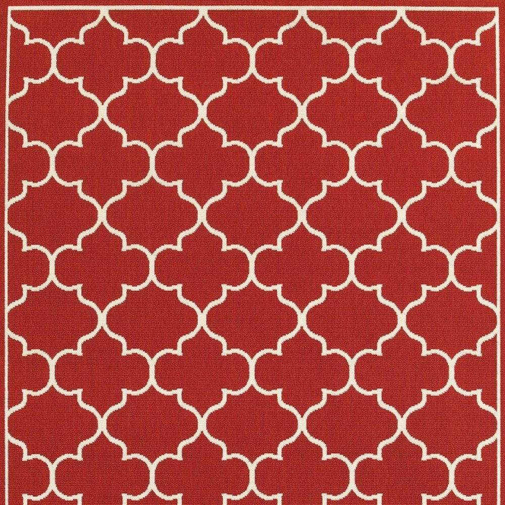 2' X 3' Red And Ivory Indoor Outdoor Area Rug