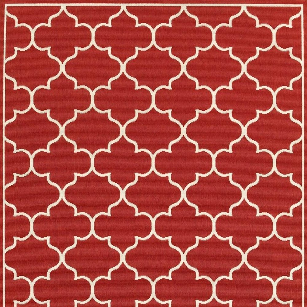 4' X 6' Red And Ivory Indoor Outdoor Area Rug