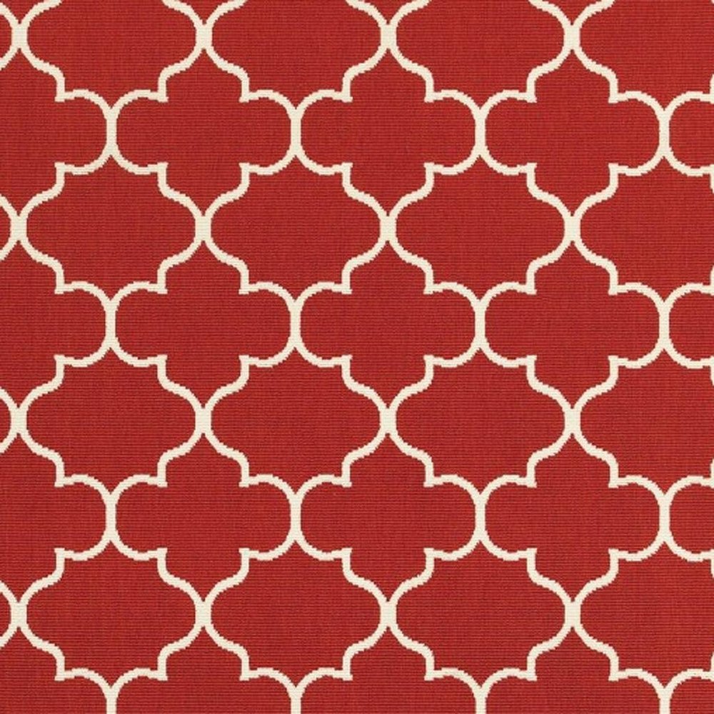4' X 6' Red And Ivory Indoor Outdoor Area Rug