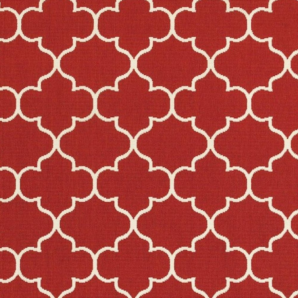2' X 3' Red And Ivory Indoor Outdoor Area Rug