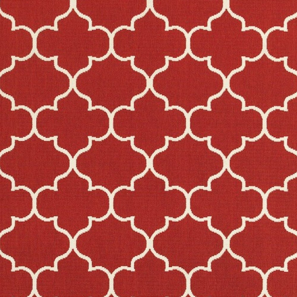 2' X 3' Red And Ivory Indoor Outdoor Area Rug