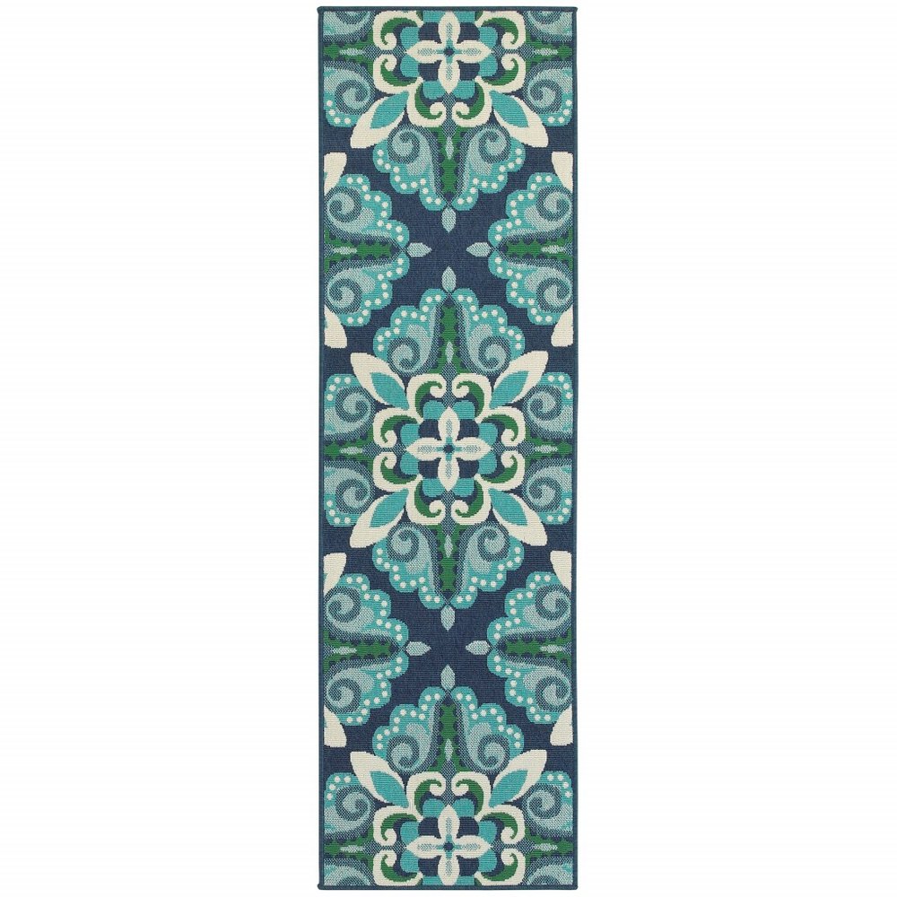 4' X 6' Blue And Green Indoor Outdoor Area Rug