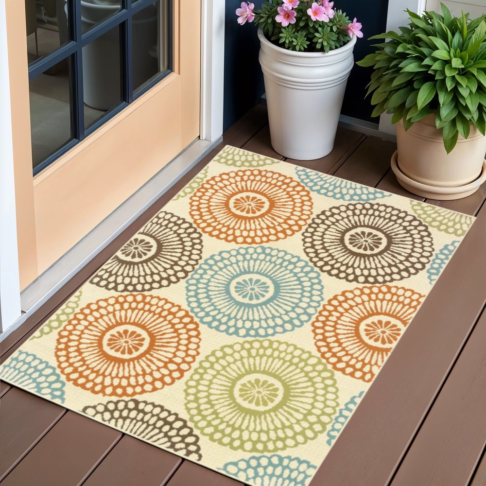 2' X 4' Beige Indoor Outdoor Area Rug