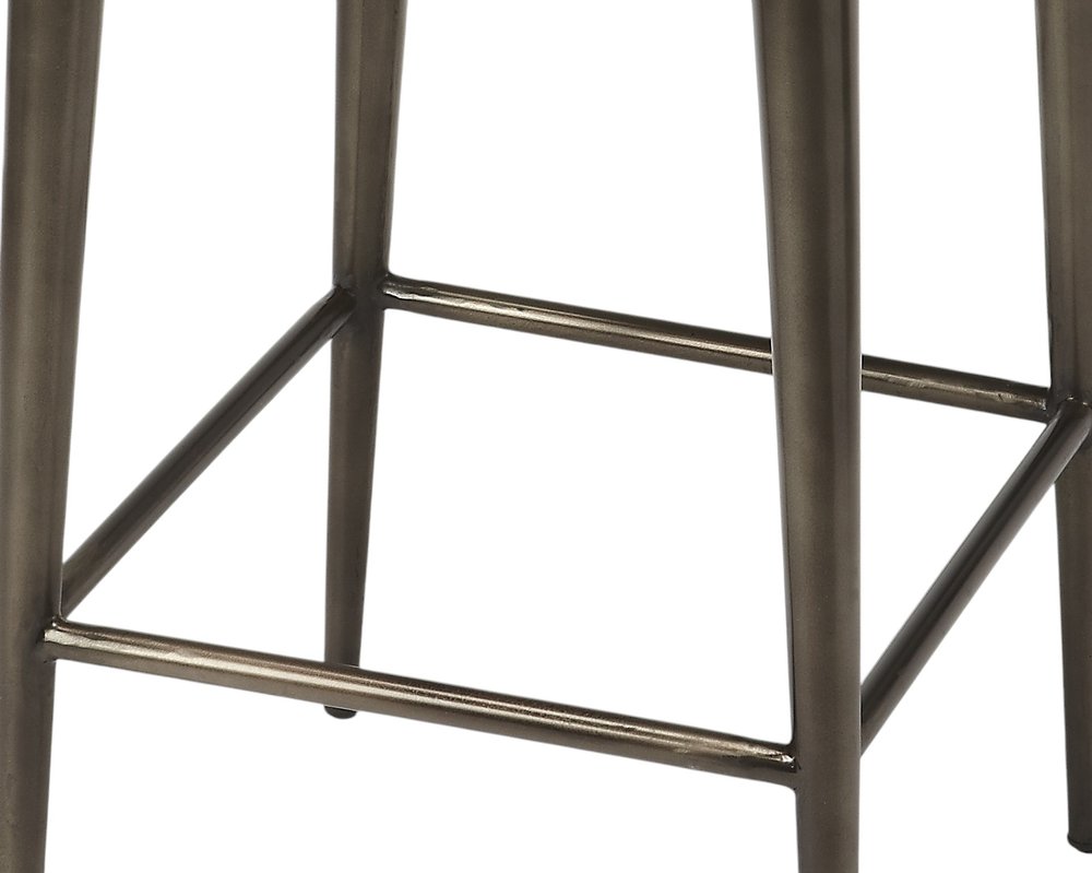 32" Brown and Gray Manufactured Wood and Iron Backless Counter Height Bar Chair