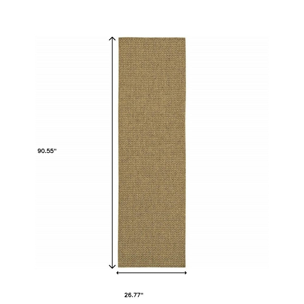 8' Tan Indoor Outdoor Runner Rug